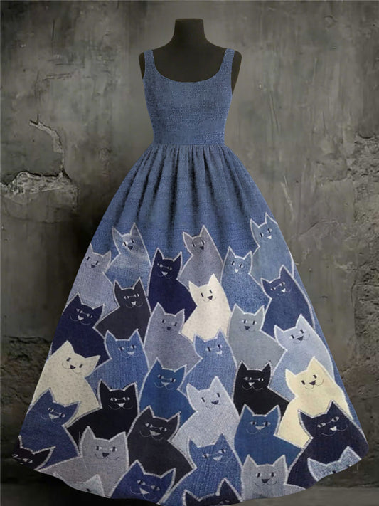 Women's cats print dresses