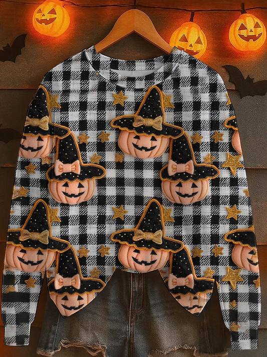 Women's Halloween Pumpkin Print Sweatshirt