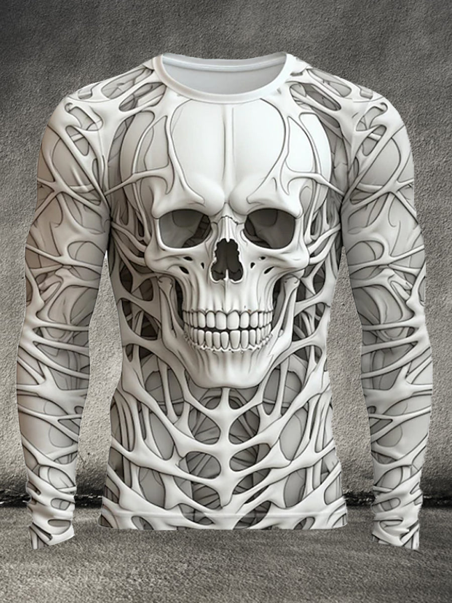 Men's Halloween Skull 3D Print Crew Neck Long Sleeve T-Shirt