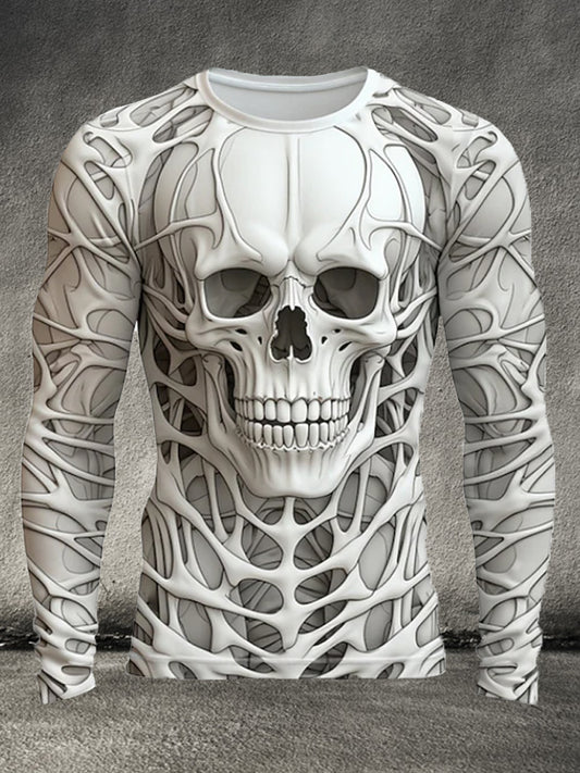 Men's Halloween Skull 3D Print Crew Neck Long Sleeve T-Shirt