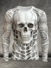 Men's Halloween Skull 3D Print Crew Neck Long Sleeve T-Shirt