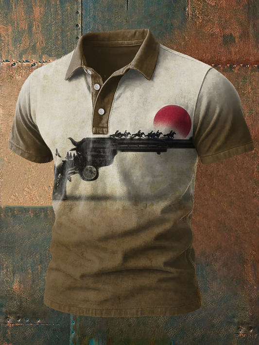 Men's Western Style Printed Casual Tops