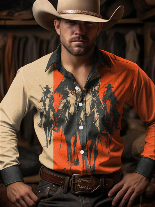 Men's Western Style Printed Shirt