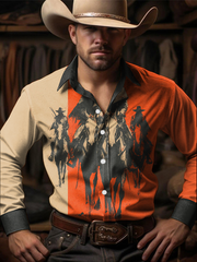 Men's Western Style Printed Shirt