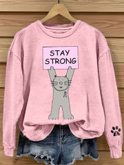 Women's Stay Strong Print Breast Cancer Awareness Sweatshirt