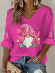 Women's Breast Cancer Awareness Pink Ribbon Print T-Shirt