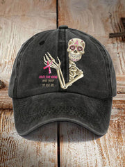 Unisex Funny Breast Cancer Awarenessd Skull Check Your Boobs Mine Tried To Kill Me Print Baseball Cap