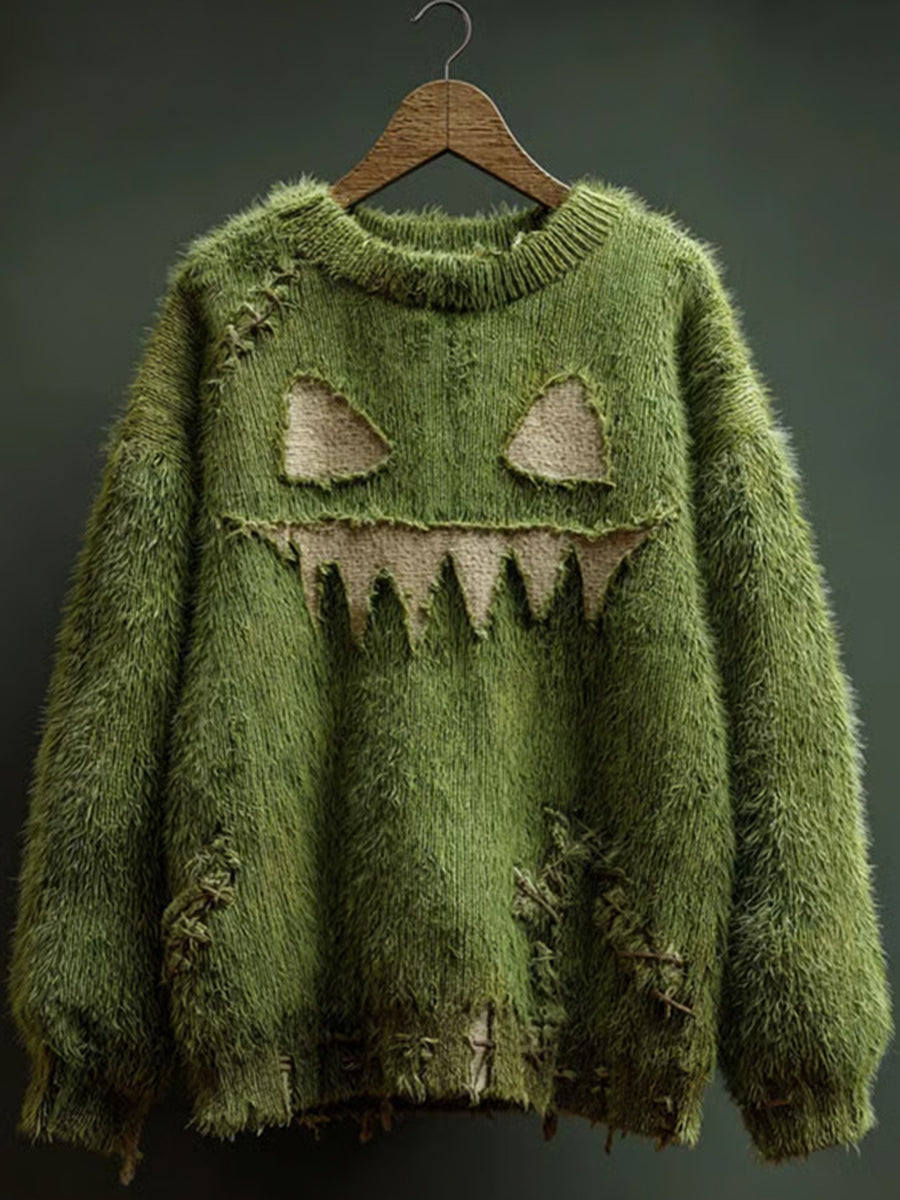 Men's Halloween Spooky Face Knitted Sweater