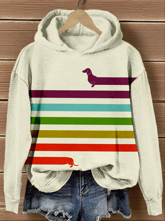 Women's Colorful Dachshund Art Print Hoodie