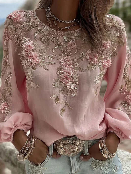 Women's Pink Floral Print Casual T-shirt