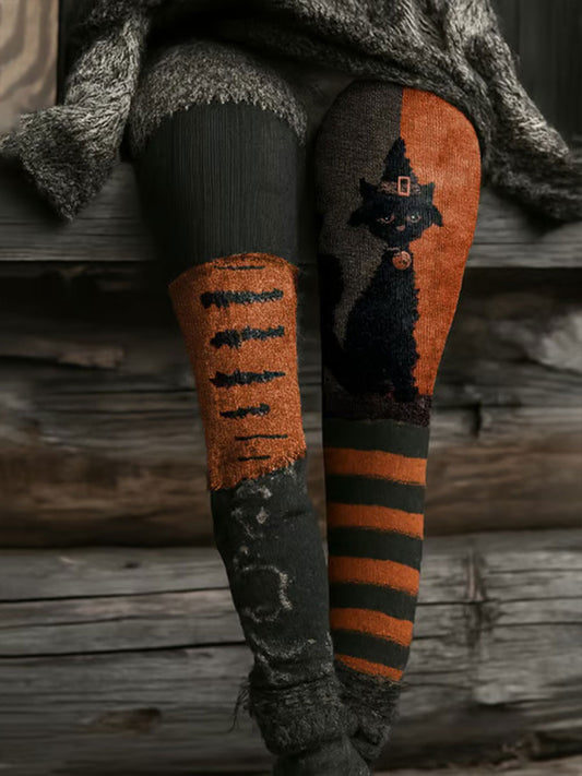 Women's Halloween Cat Print Casual Leggings