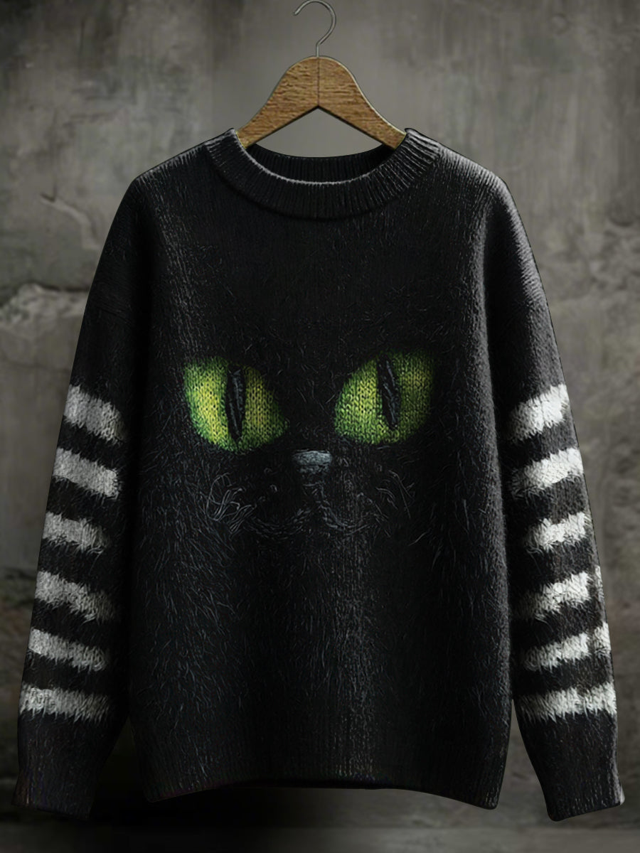 Women's Halloween Black Cat Sweater