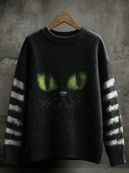 Women's Halloween Black Cat Sweater