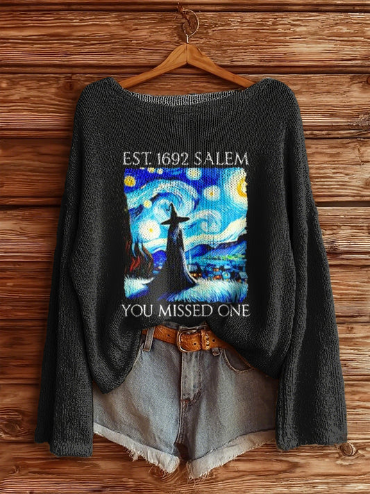 Women's Halloween Witch Long Sleeve Knit Sweater