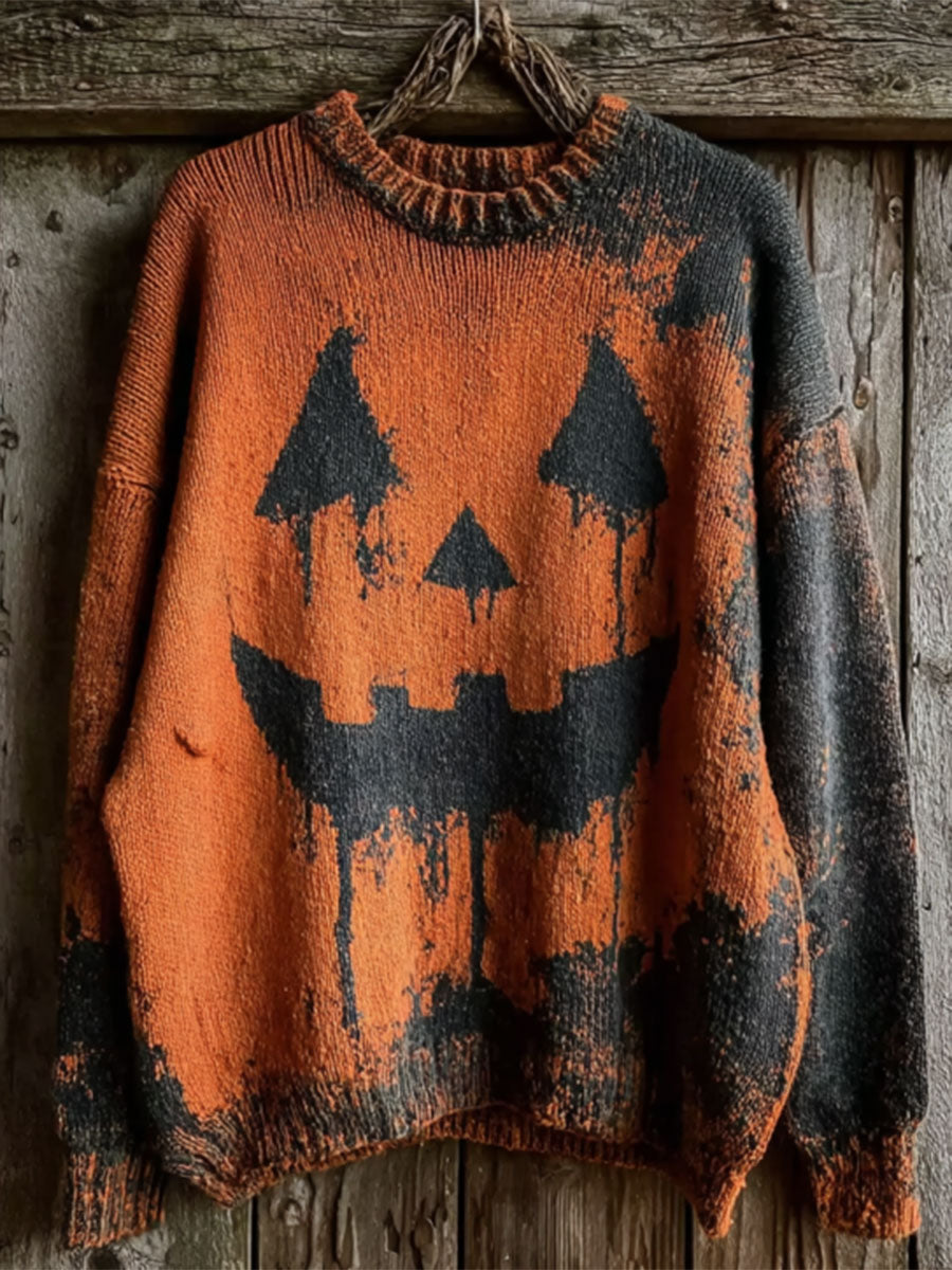 Women's Halloween Pumpkin Knitted Sweater