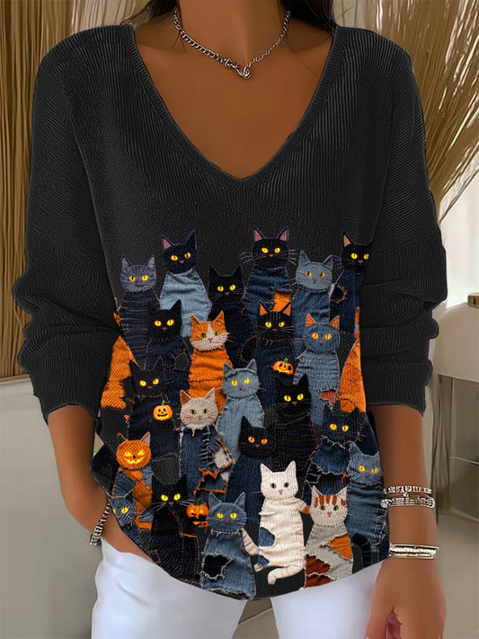 Women's Halloween Cat Sweater