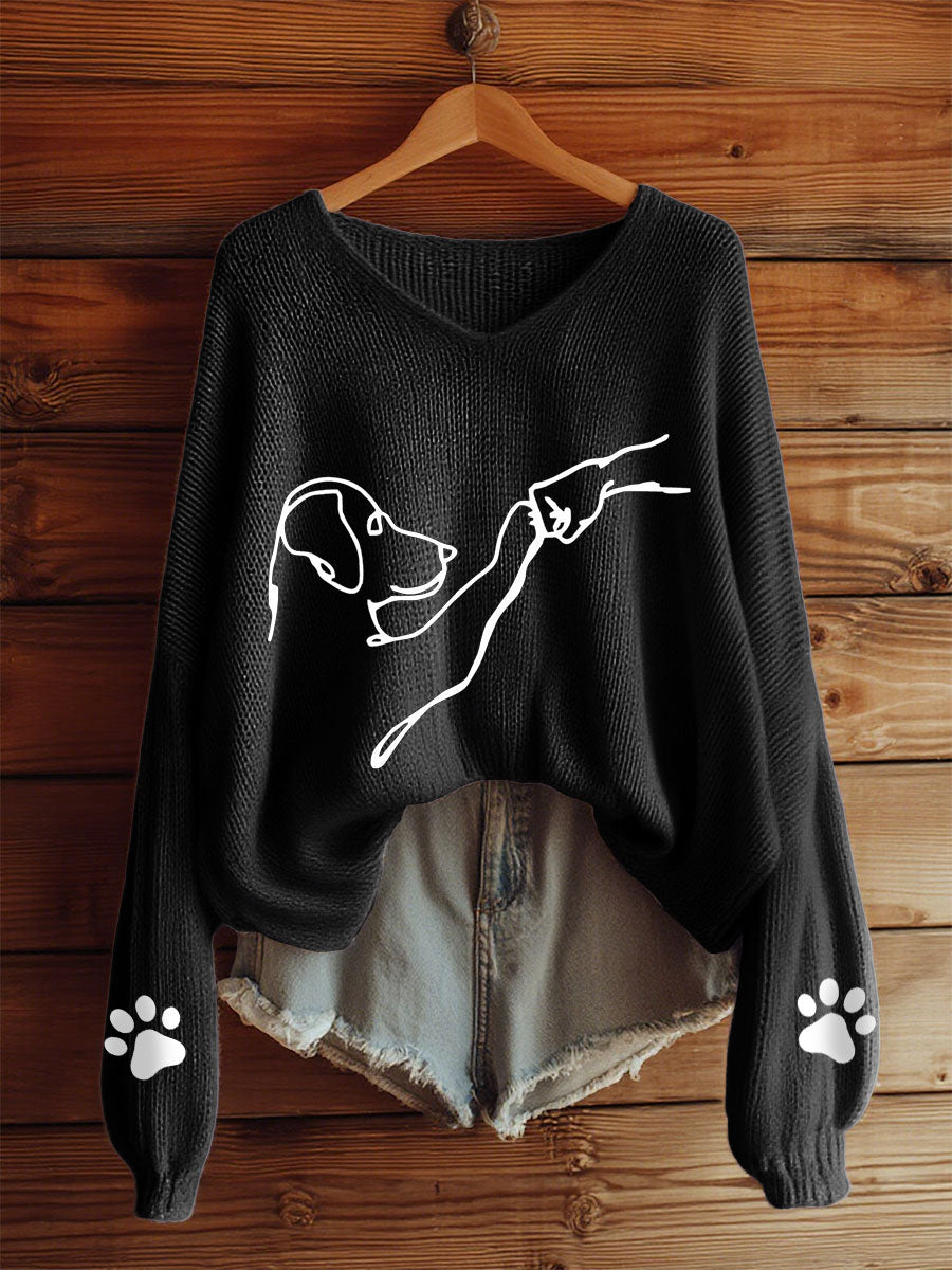 Women's Dog Love V-neck long-sleeved tops