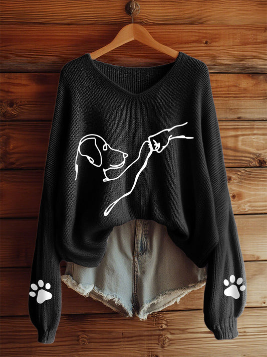 Women's Dog Love V-neck long-sleeved tops