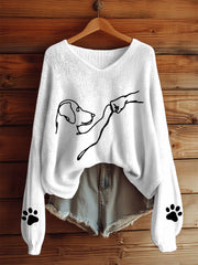 Women's Dog Love V-neck long-sleeved tops