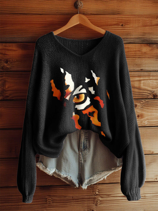 Women's Bengal Cat V-neck long-sleeved tops