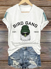 Women's Bird Gang Football Fans Lovers Gameday Casual V-Neck Tee