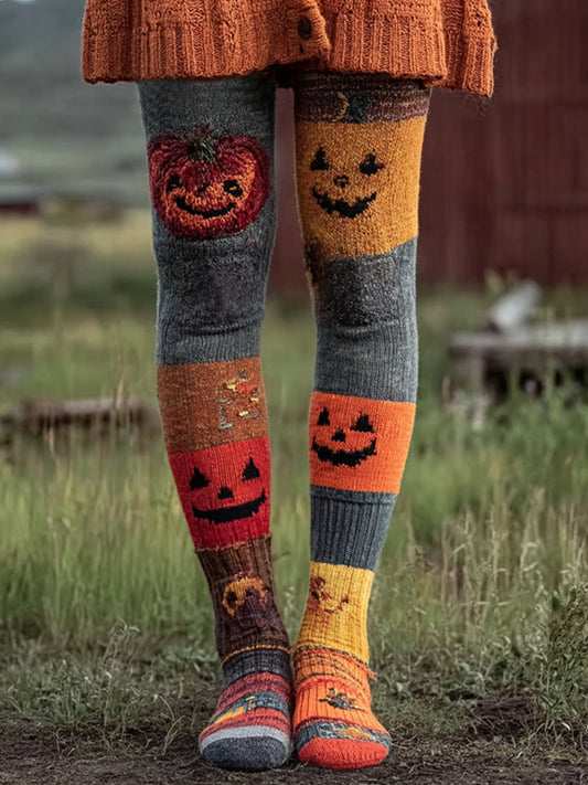 Women's Halloween Pumpkin Face Print Leggings