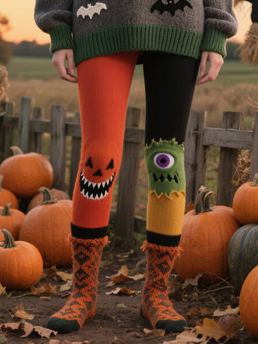 Women's Halloween Cozy Face Print Leggings