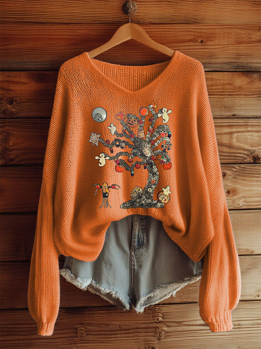 Women's Halloween Pumpkin Print Casual Top