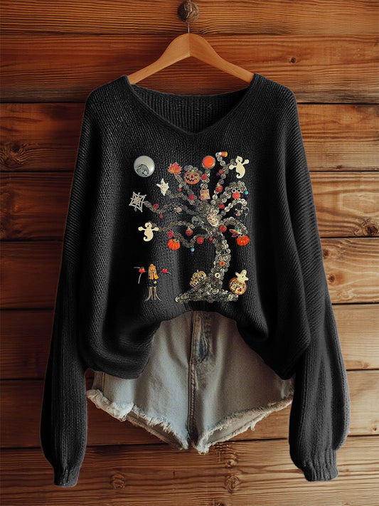 Women's Halloween Pumpkin Print Casual Top