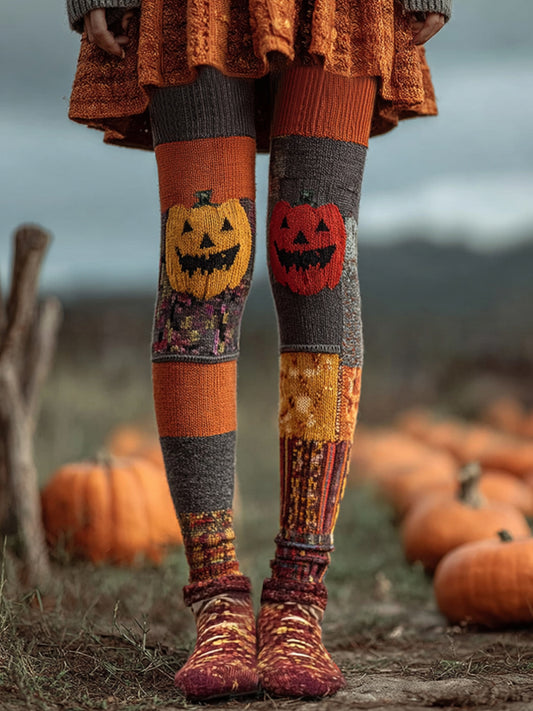 Women's Halloween Pumpkin Face Print Leggings