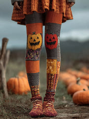 Women's Halloween Pumpkin Face Print Leggings