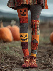 Women's Halloween Pumpkin Face Print Leggings
