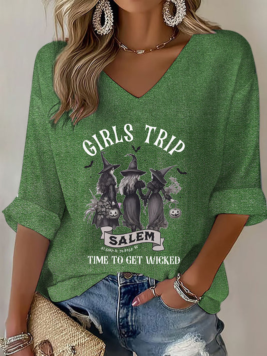 Women's Witches "Girls Trip" print top