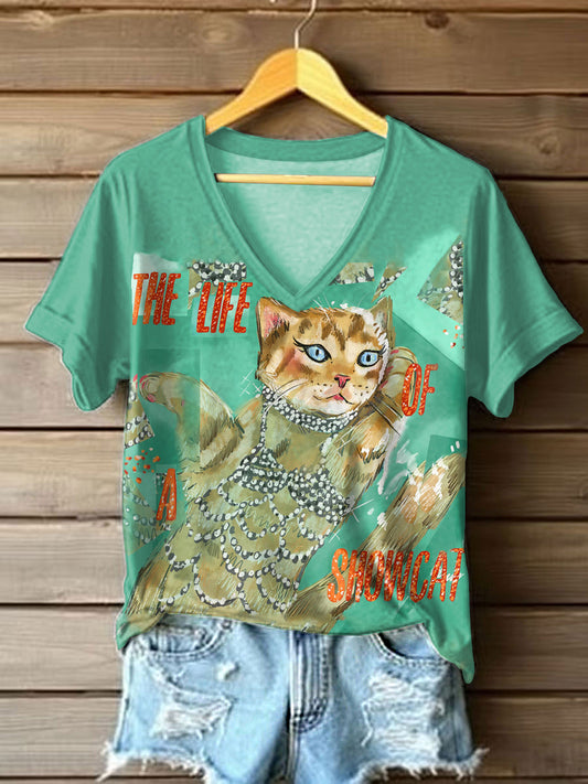 Women's The Life of A Showcat Printed T-shirt