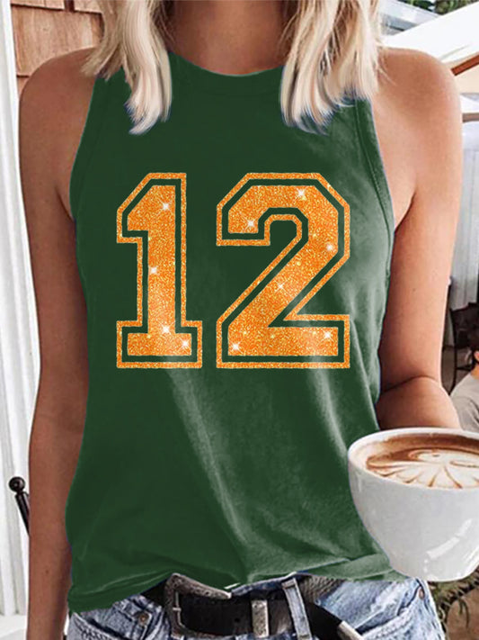 Women's Showgirl Printed Music Fan Design Vest Top