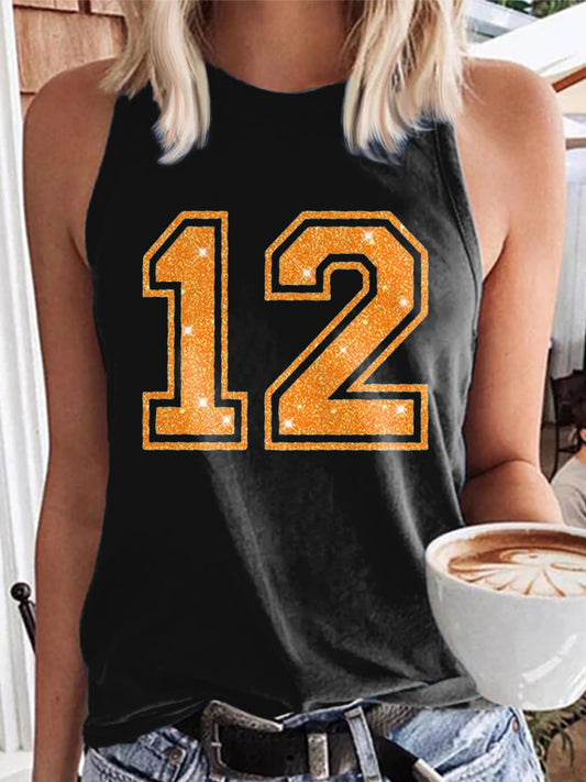 Women's Showgirl Printed Music Fan Design Vest Top