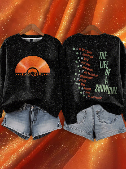 Women's Showgirl Printed Music Fan Design Sweatshirt