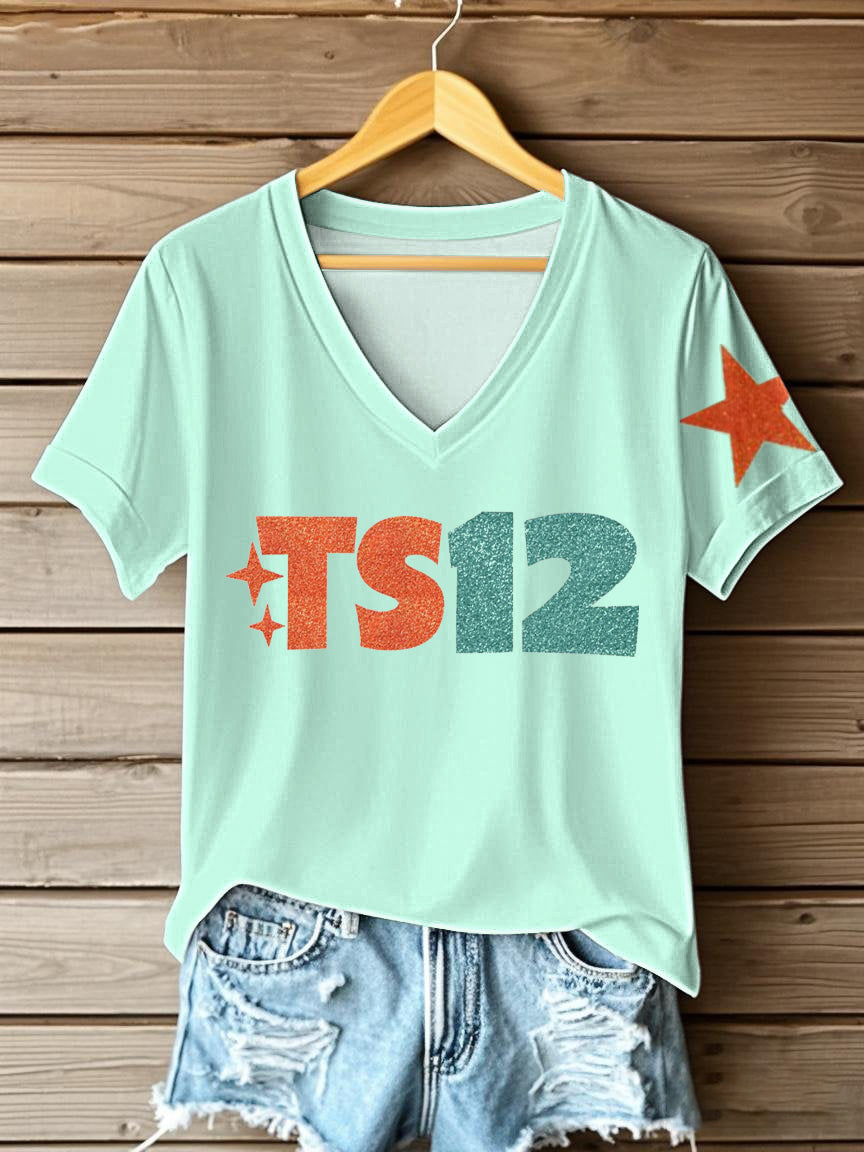 Women's The Life of A Show Girl Fan Printed V-neck T-shirt