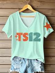 Women's The Life of A Show Girl Fan Printed V-neck T-shirt