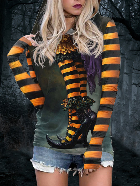 Women's Halloween Witches Are Here With Printed Hooded Sweatshirts