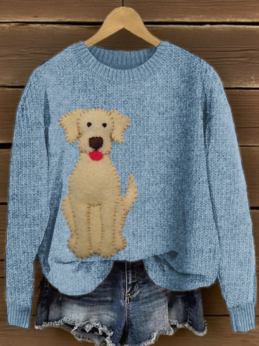 Women's Cute Dog Pattern Knit Sweater