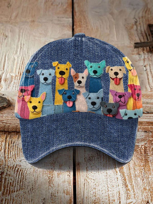 Unisex Colorful Dogs Design Print Cap