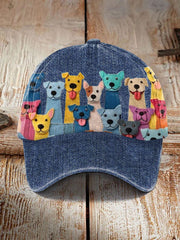 Unisex Colorful Dogs Design Print Cap