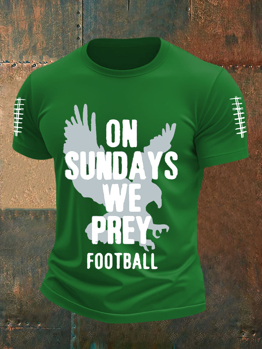 Men's On Sundays We Play Football Football Fans Lovers Casual Short Sleeve Tee
