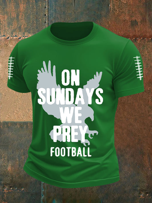 Men's On Sundays We Play Football Football Fans Lovers Casual Short Sleeve Tee