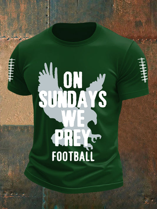 Men's On Sundays We Play Football Football Fans Lovers Casual Short Sleeve Tee