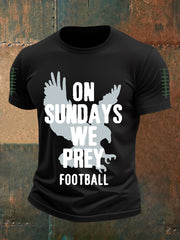Men's On Sundays We Play Football Football Fans Lovers Casual Short Sleeve Tee