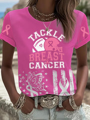 Women's Tackle Breast Cancer Printed T-shirt