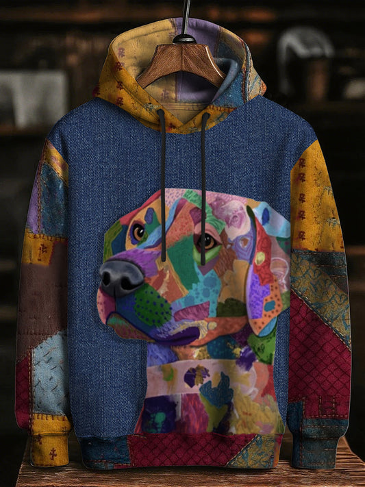 Men's Colorful Animal Print Drop-Shoulder Hoodie