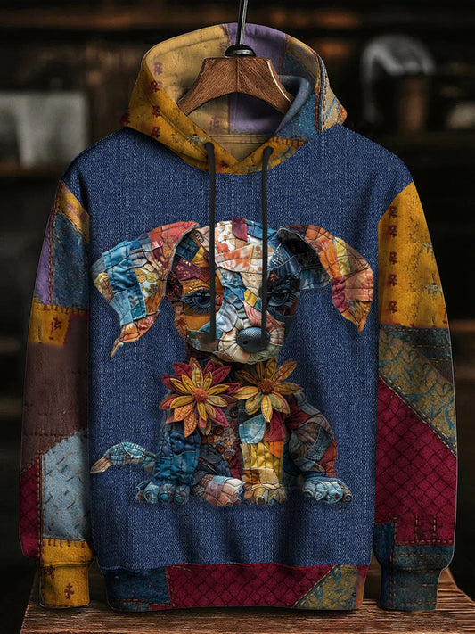 Men's Colorful Animal Print Drop-Shoulder Hoodie